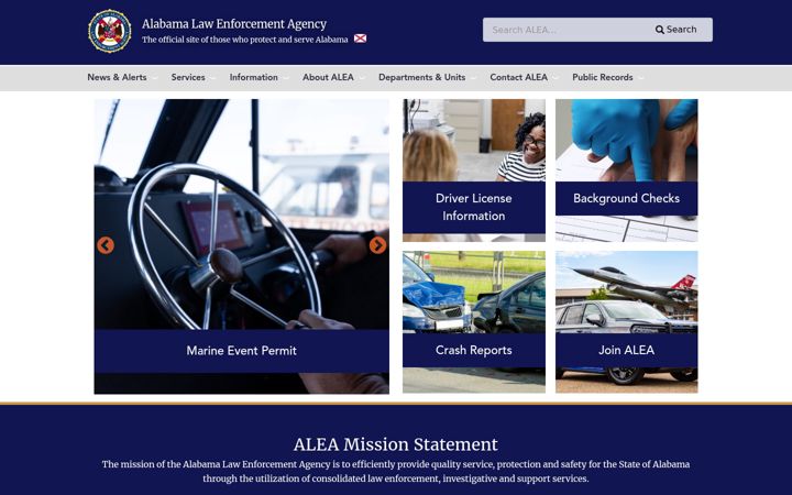 Screenshot of alea.gov