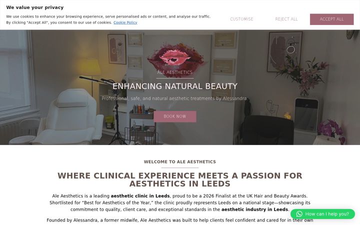 Screenshot of aleaesthetics.co.uk