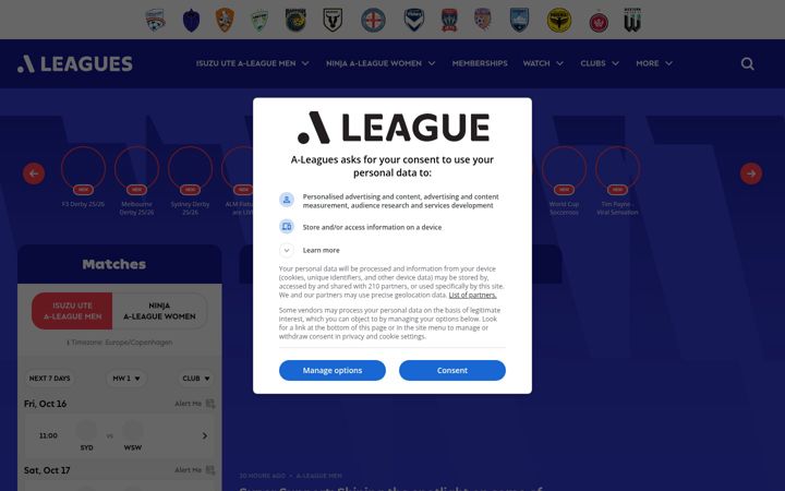 Screenshot of aleagues.com.au