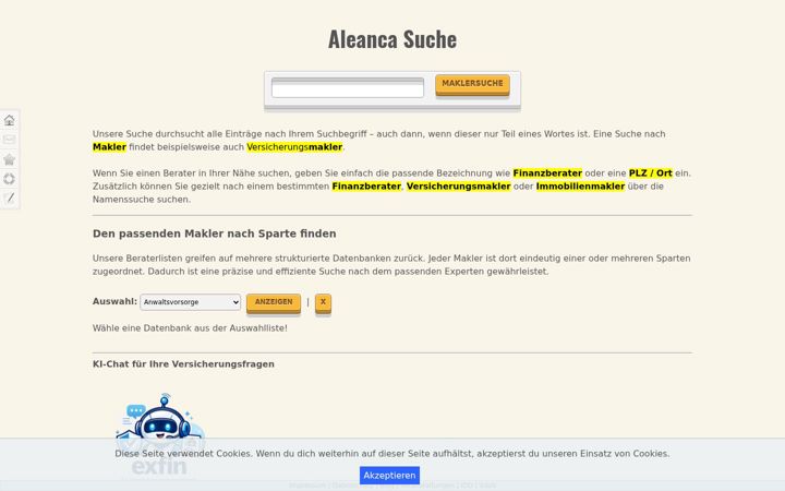 Screenshot of aleanca.de