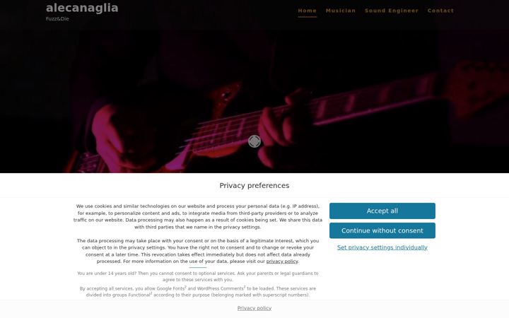 Screenshot of alecanaglia.com