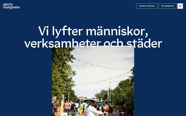 Snímek obrazovky alectafastigheter.se