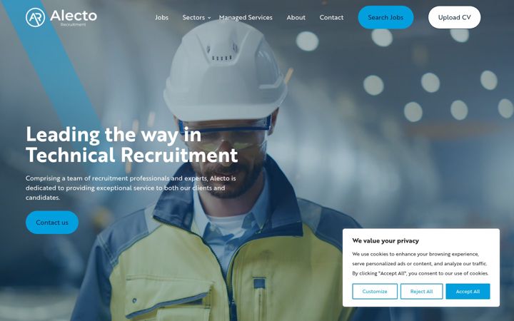Screenshot of alectorecruitment.com