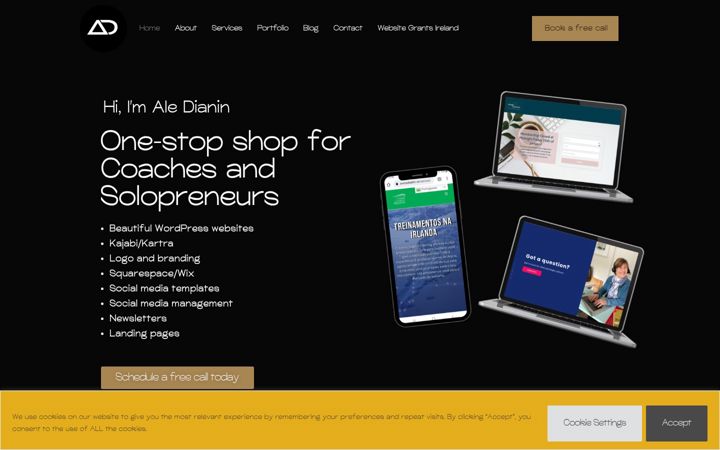 Screenshot of aledianindesign.com