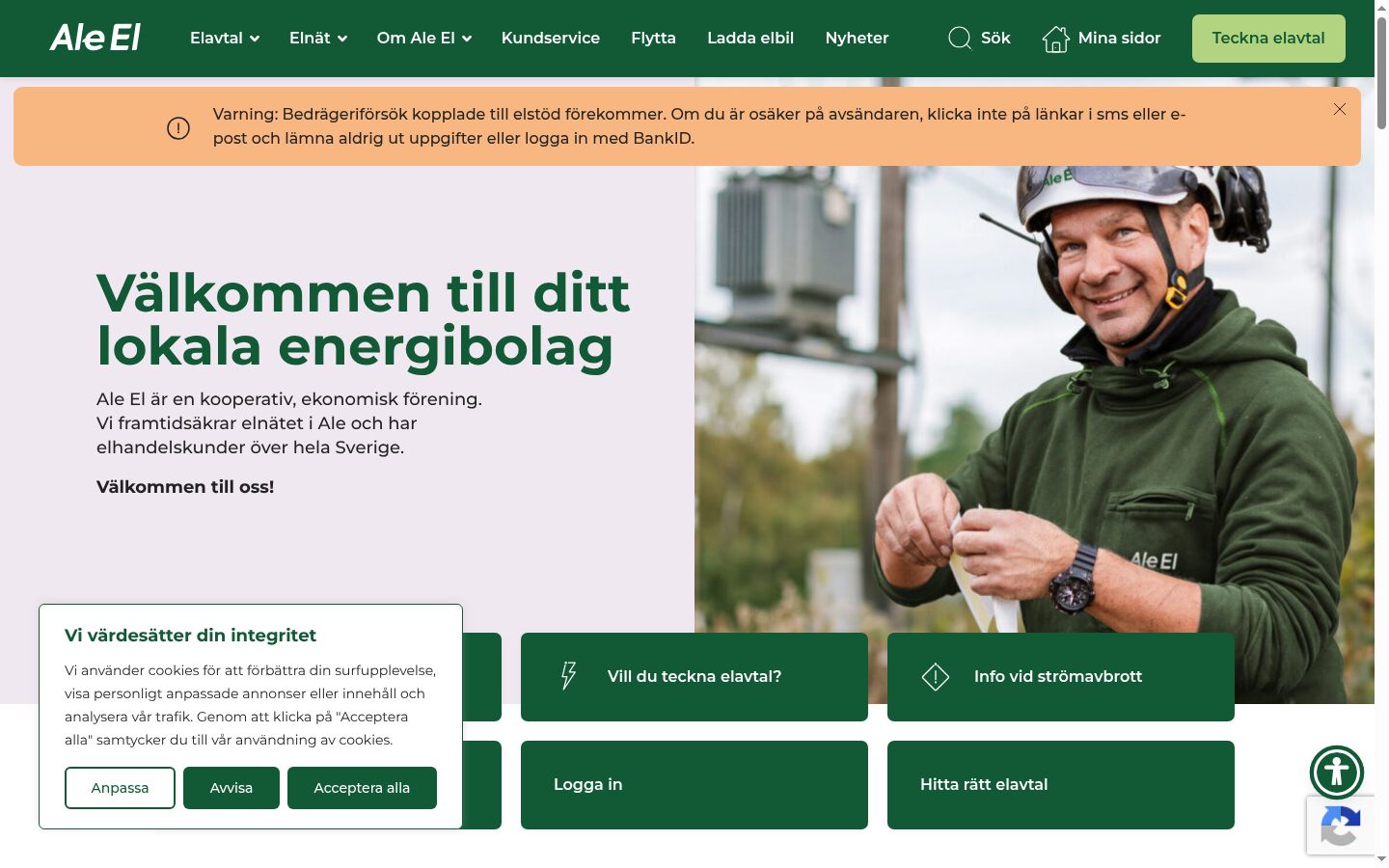 Ekraanipilt nõusolekubännerist, mida näidati enne mis tahes suhtlust