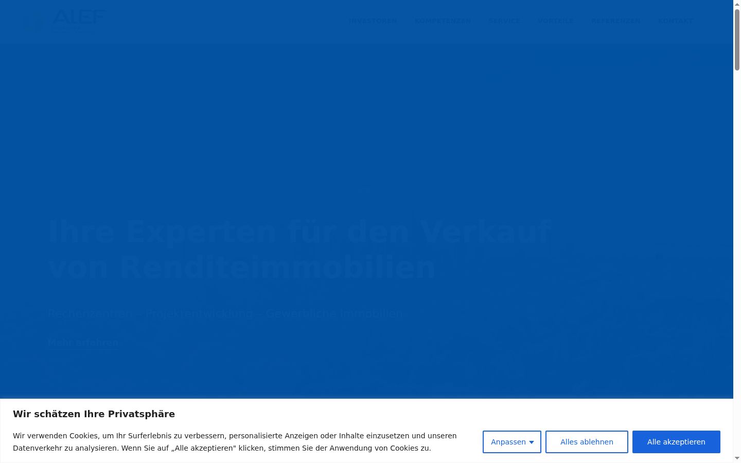 Captura de pantalla del banner de consentimiento mostrado antes de cualquier interacción