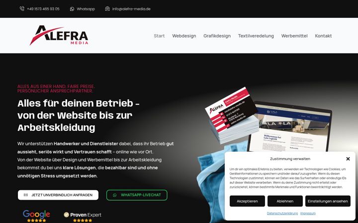 Screenshot of alefra-media.de