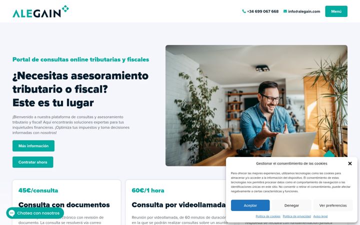 Screenshot stránky alegain.com