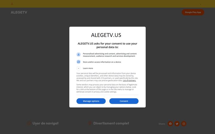 Screenshot of alegetv.us