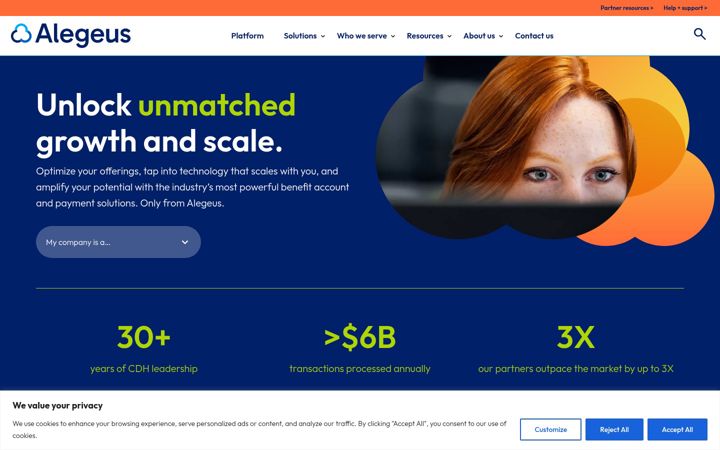 Screenshot of alegeus.com