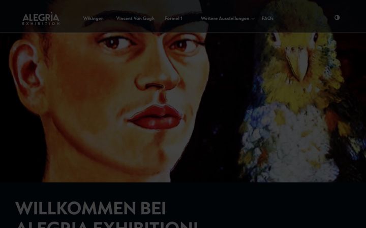 Skærmbillede af alegria-exhibition.de