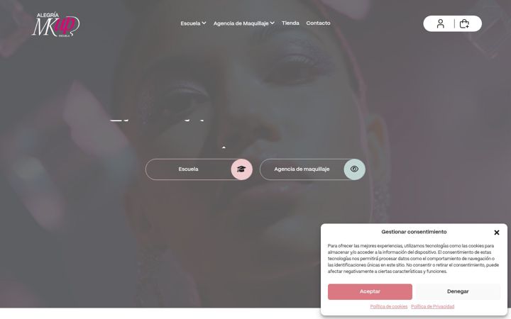 Screenshot of alegriamakeup.com