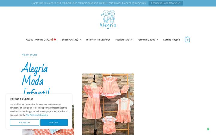 Skärmbild av alegriamodainfantil.es