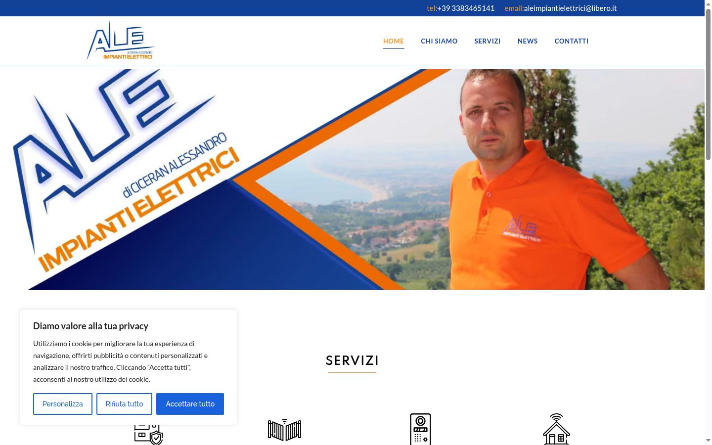 Screenshot del banner di consenso mostrato prima di qualsiasi interazione
