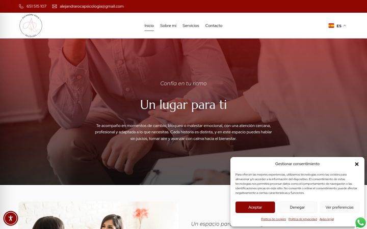 Screenshot of alejandrarocapsicologia.com