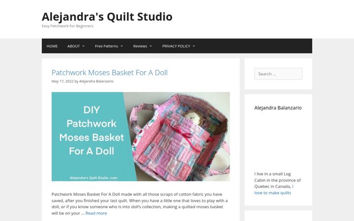 Screenshot of alejandrasquiltstudio.com
