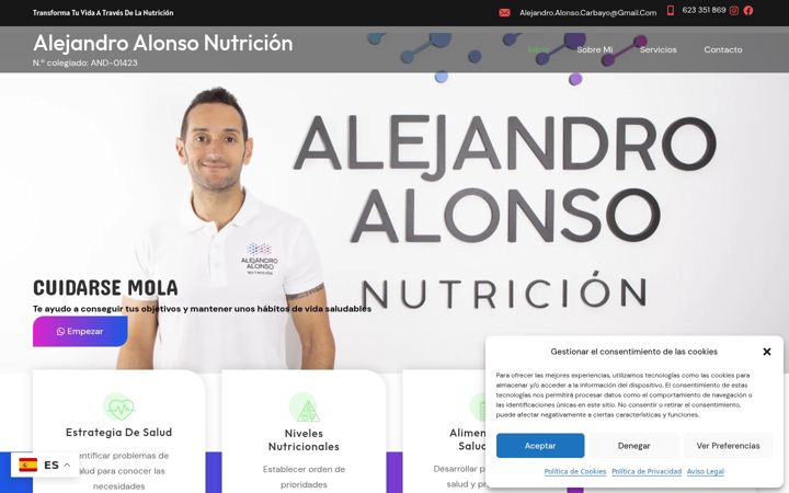 Screenshot of alejandroalonsonutricion.es