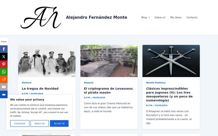Screenshot of alejandrofernandezmonte.com