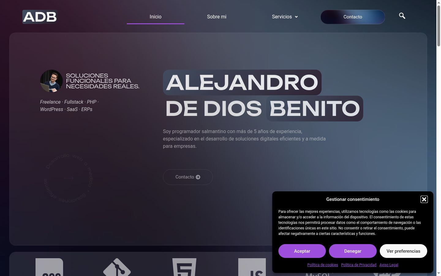 Screenshot of the consent banner shown before any interaction
