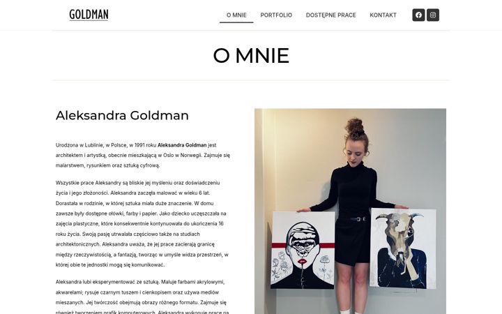 Screenshot of aleksandragoldman.com