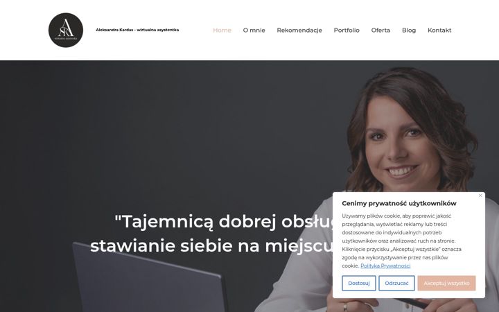 Snímek obrazovky aleksandrakardas.pl