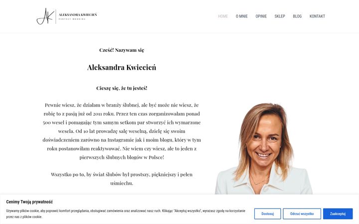 Captura de pantalla de aleksandrakwiecien.pl