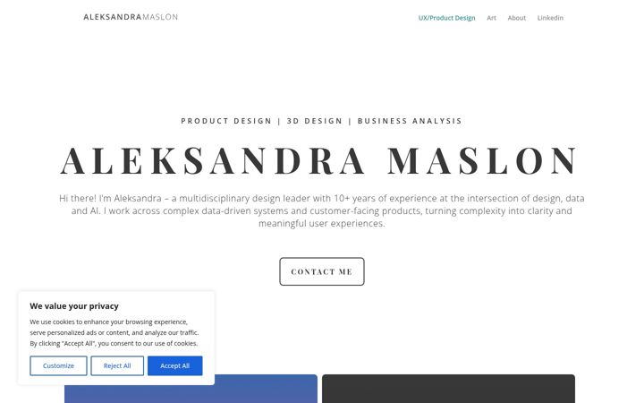 Screenshot of aleksandramaslon.com