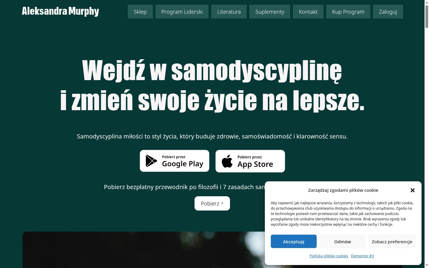 Zrzut ekranu banera zgody wyświetlanego przed jakąkolwiek interakcją