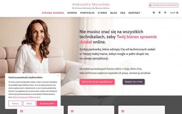 Zrzut ekranu aleksandramyszynska.pl
