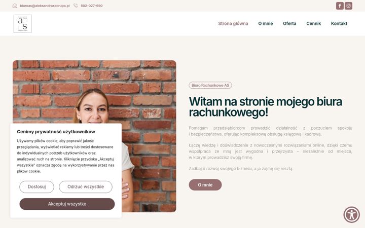 Screenshot of aleksandraskorupa.pl