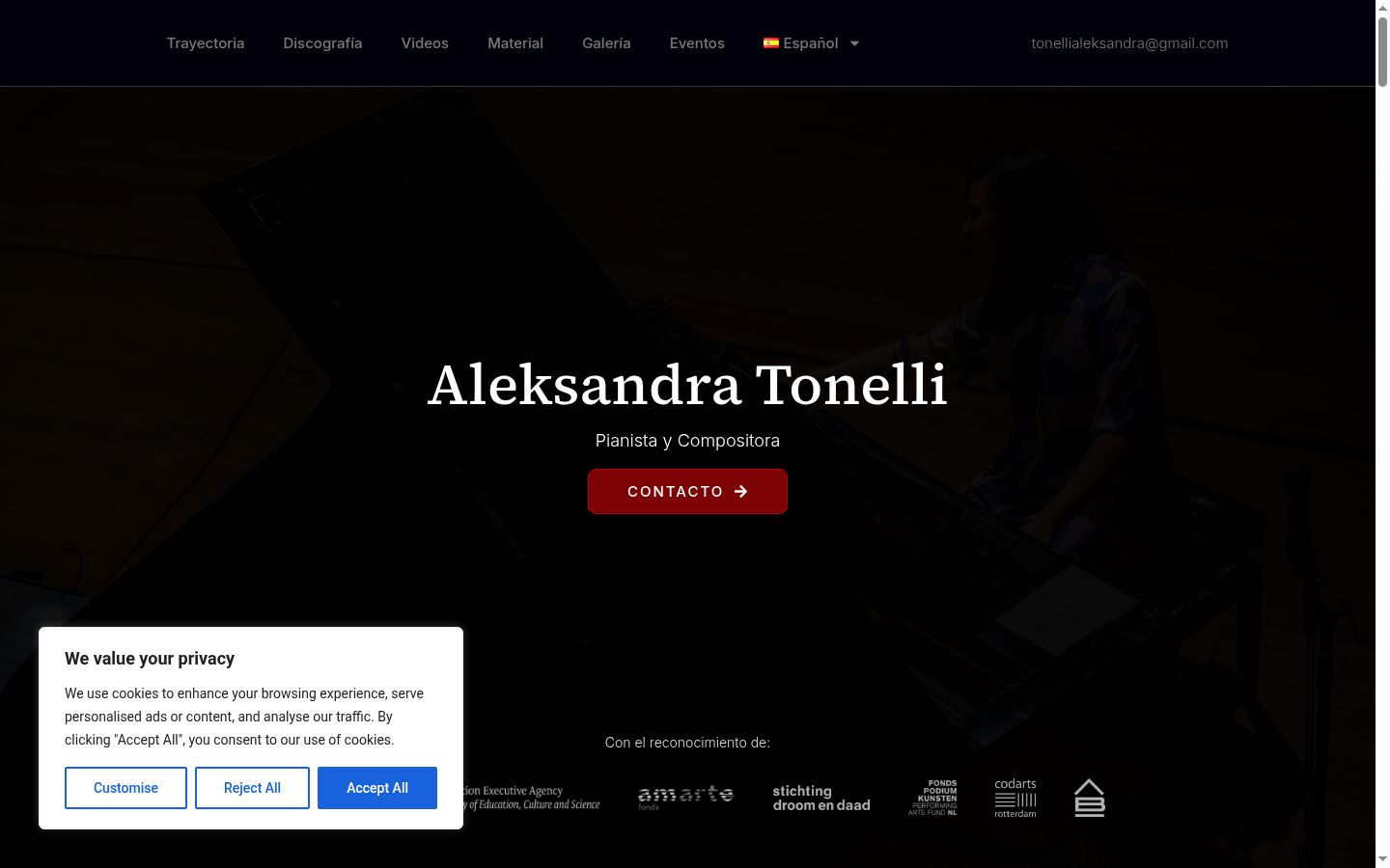 Screenshot del banner di consenso mostrato prima di qualsiasi interazione