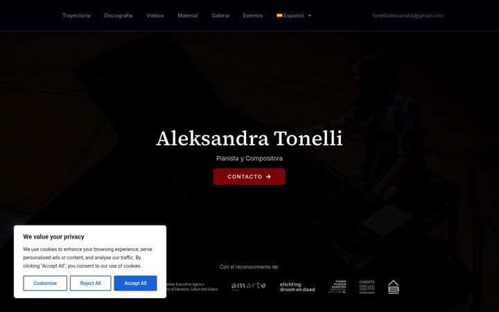 Skærmbillede af aleksandratonelli.com