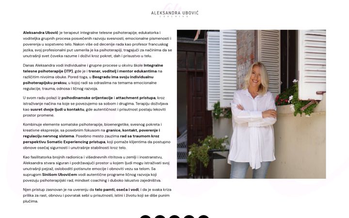Skærmbillede af aleksandraubovic.com