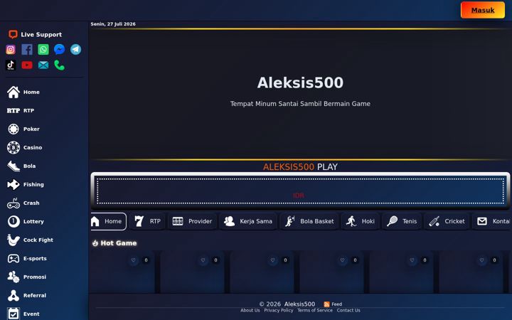 Snímek obrazovky aleksis500.org