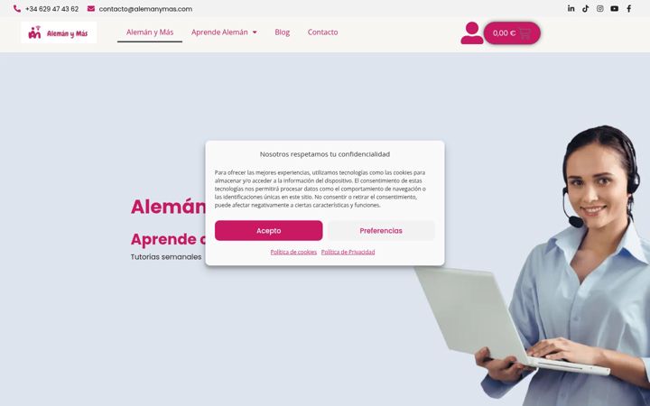 Screenshot of alemanymas.com