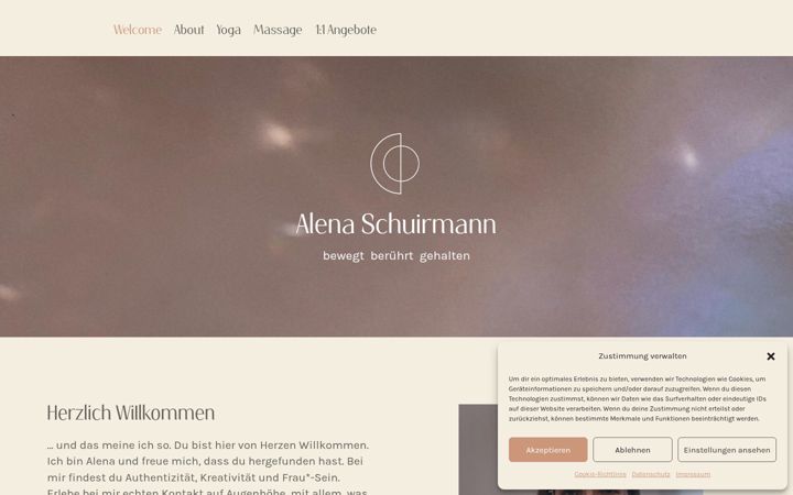 Ekrano kopija alenaschuirmann.de