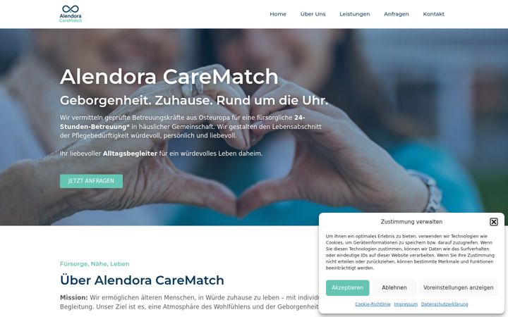 Screenshot of alendora-carematch.de