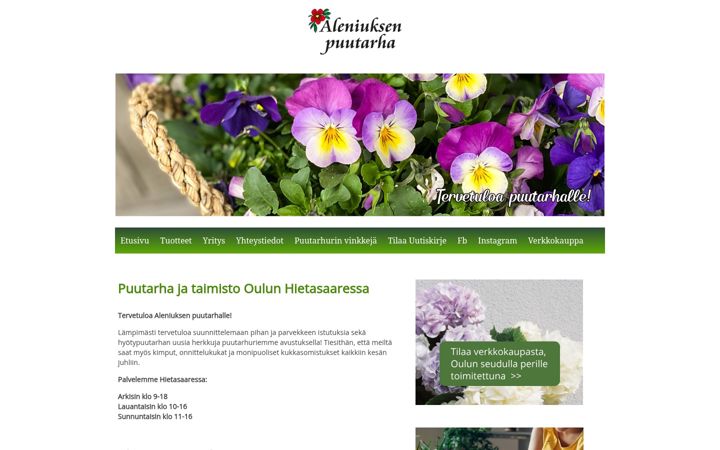 Screenshot of aleniuksenpuutarha.fi