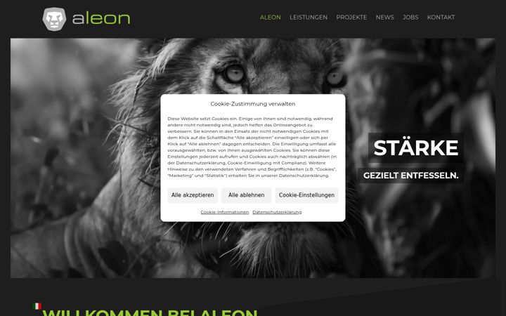 Screenshot von aleon.eu