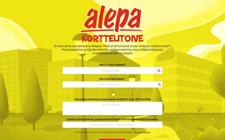 Screenshot von alepakorttelitoive.fi