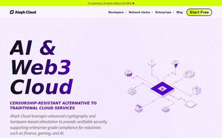Screenshot of aleph.cloud