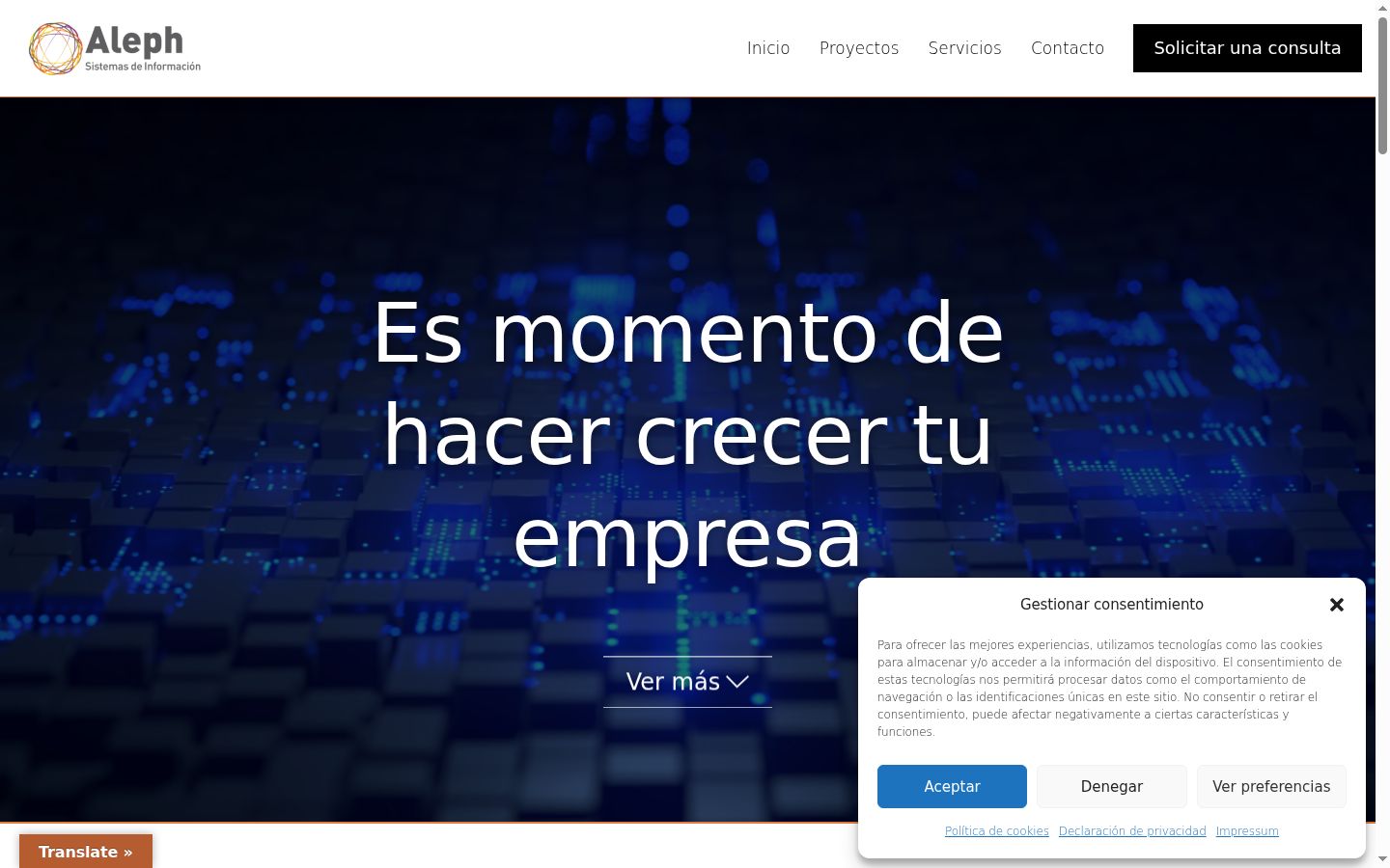 Screenshot of the consent banner shown before any interaction