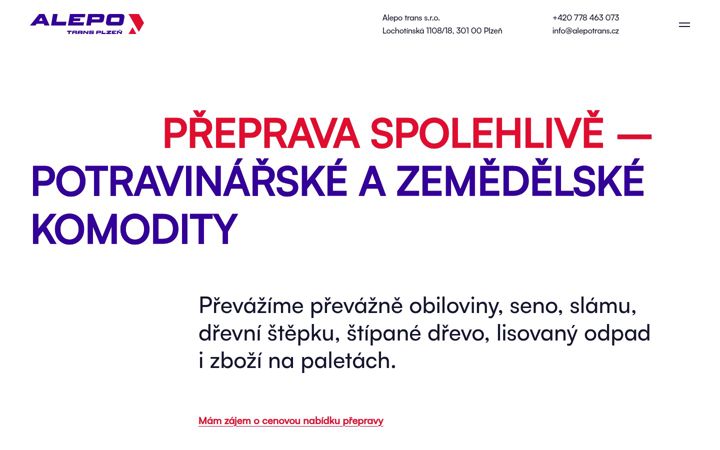 Snímek obrazovky alepotrans.cz