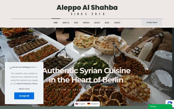 Screenshot of aleppocatering.com