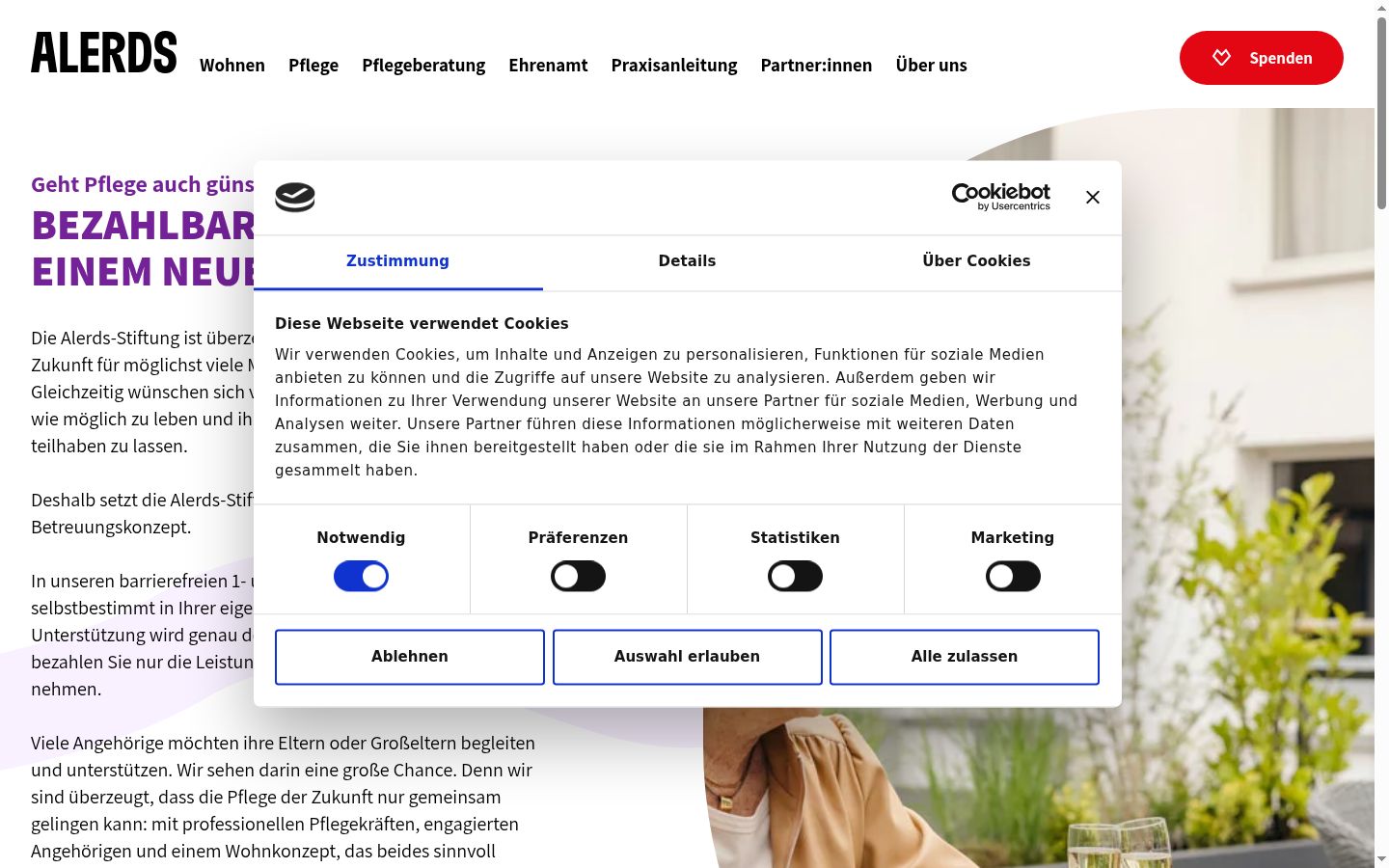 Capture d'écran de la bannière de consentement affichée avant toute interaction