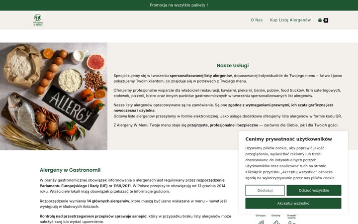 Posnetek zaslona alergenywmenu.com