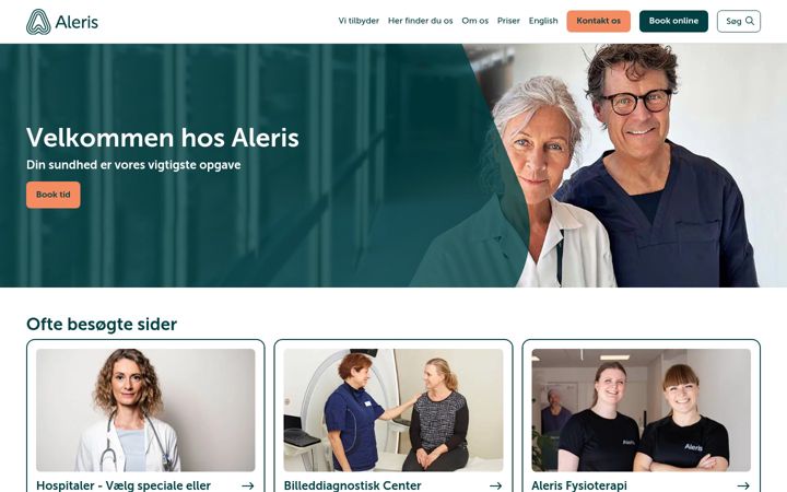 Screenshot of aleris.dk