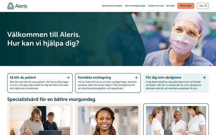 Screenshot of aleris.se