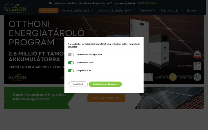 Screenshot of aleronenergia.hu
