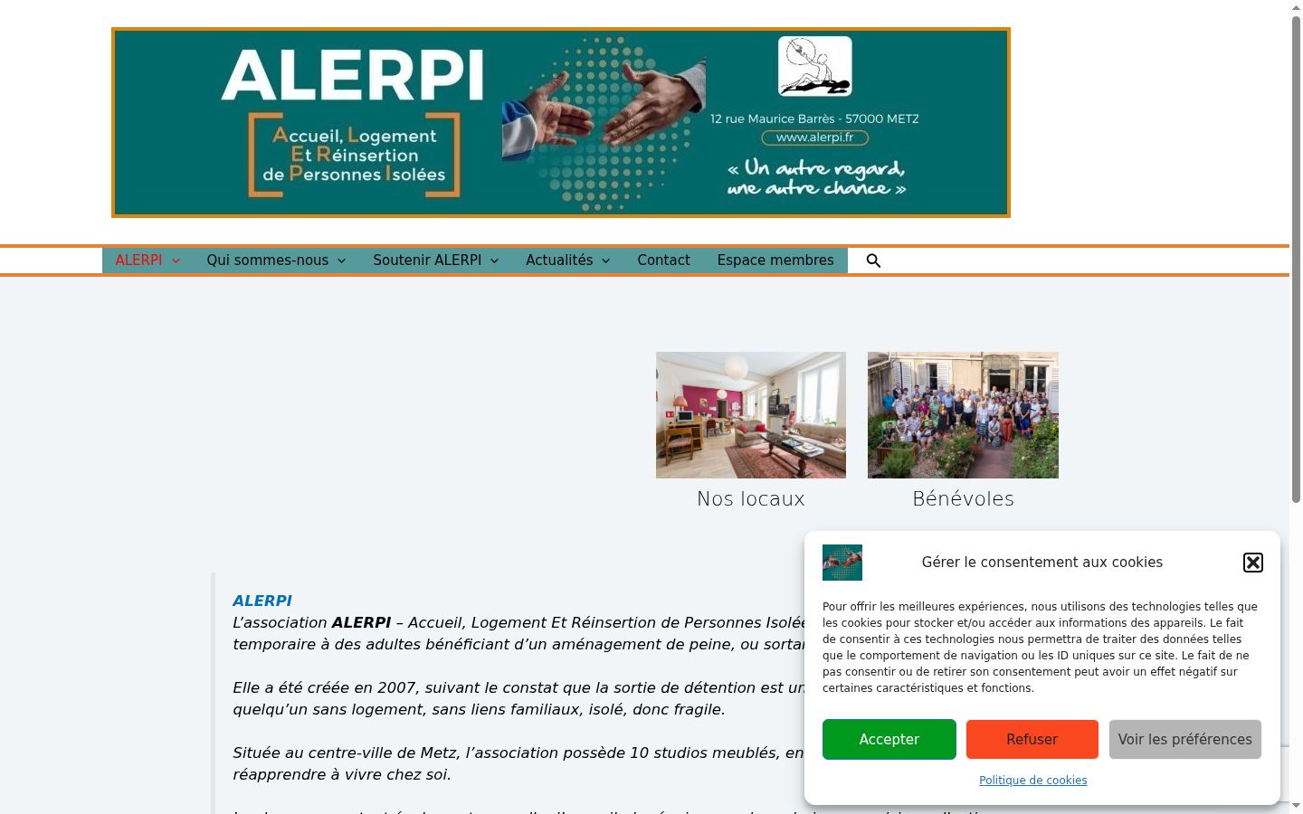 Screenshot del banner di consenso mostrato prima di qualsiasi interazione